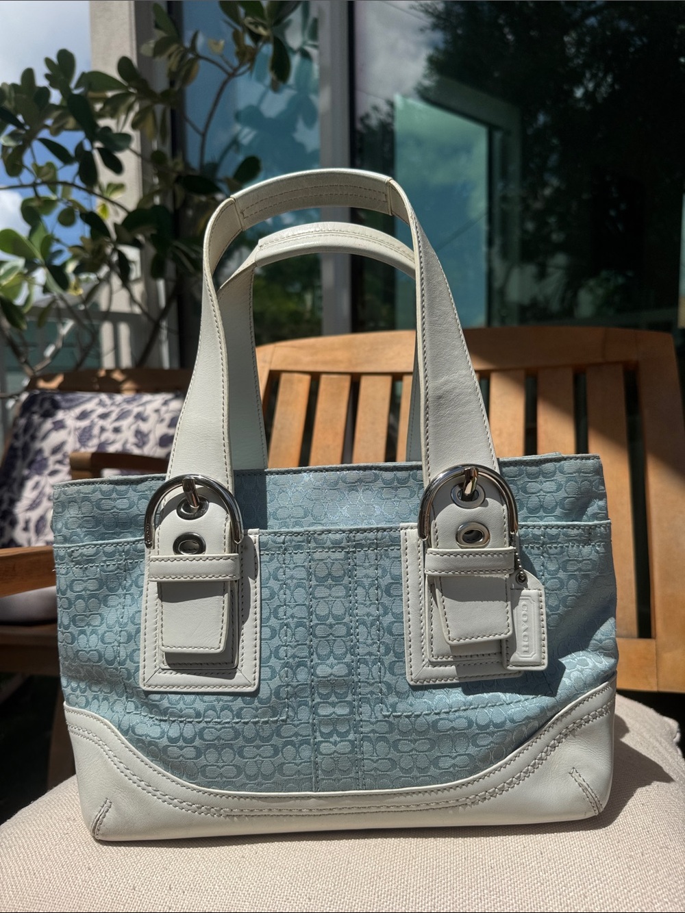 Coach Soho Signature Tote Baby Blue Y2K with COA - Picture 10 of 12